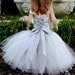 Gray Flower Girl Tutu Dress--Skirt and Top Set--Full of Glitter--Perfect for Weddings, Portraits and Pageants
