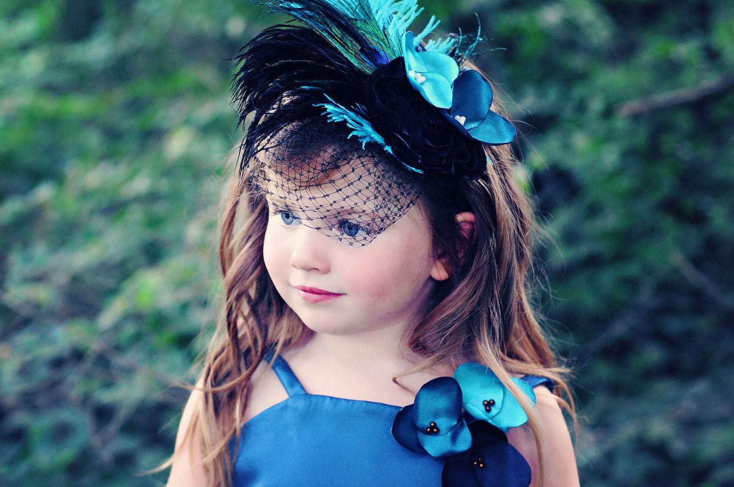 Peacock Feather Fascinator Headband or Clip---Perfect for Flower Girls-Portraits-Pageants---Available in Many Colors