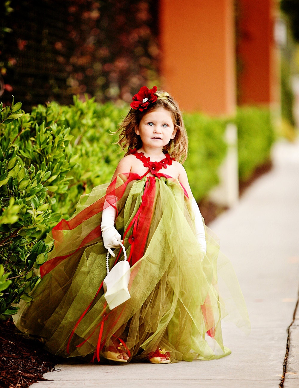 Flower Girl Tutu Dress--Vintage Christmas Wedding--Flower Girls, Pageants, Portraits----Many Colors Available