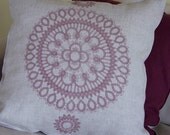 doily linen pillow cover red