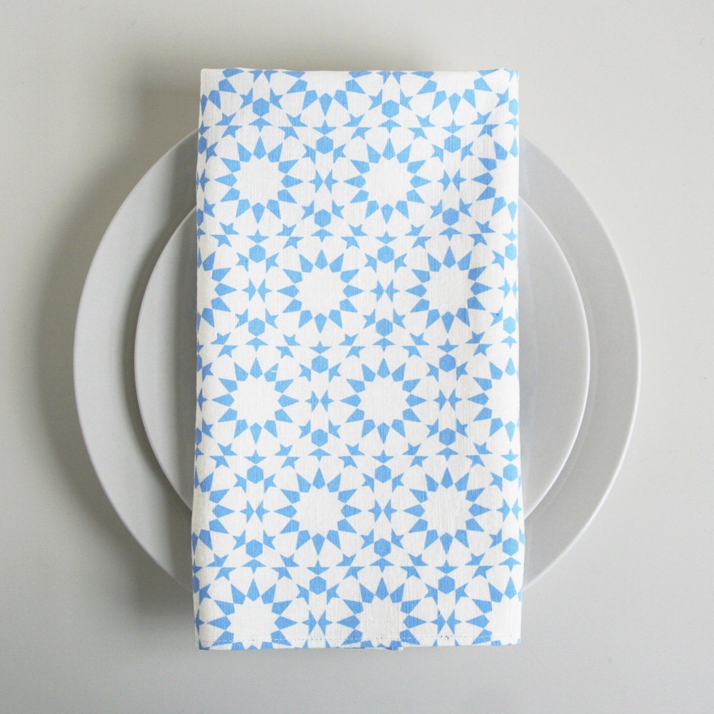 mosaic star napkins set of 4 - blue