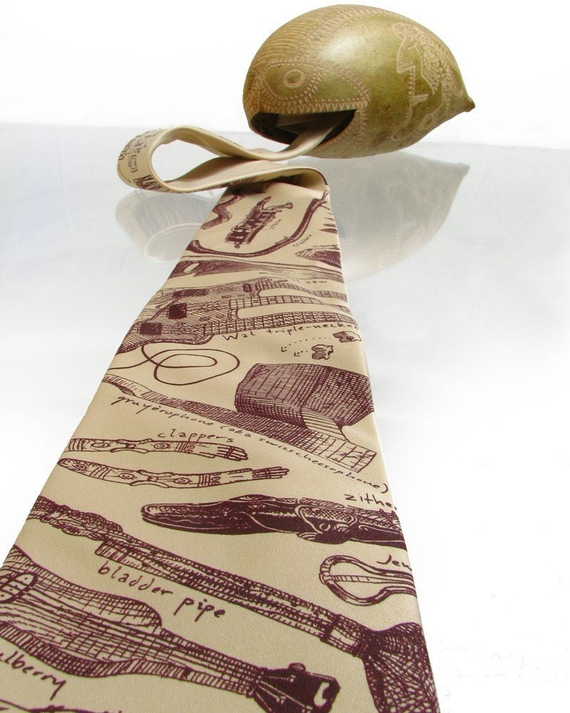 Unique Tie - Instrumental Oddities Necktie - Musical Instruments on Microfiber Tie