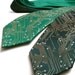 Geeky Necktie - Circuit Board Men's Necktie - Metallic Copper and Silver Ink on Green or Black Tie