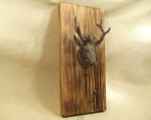 Rustic deer coat rack -- lodge cabin decor -- reclaimed western cedar