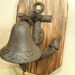 Rustic Anchor Cast Iron Bell -- lodge cabin decor -- reclaimed western cedar