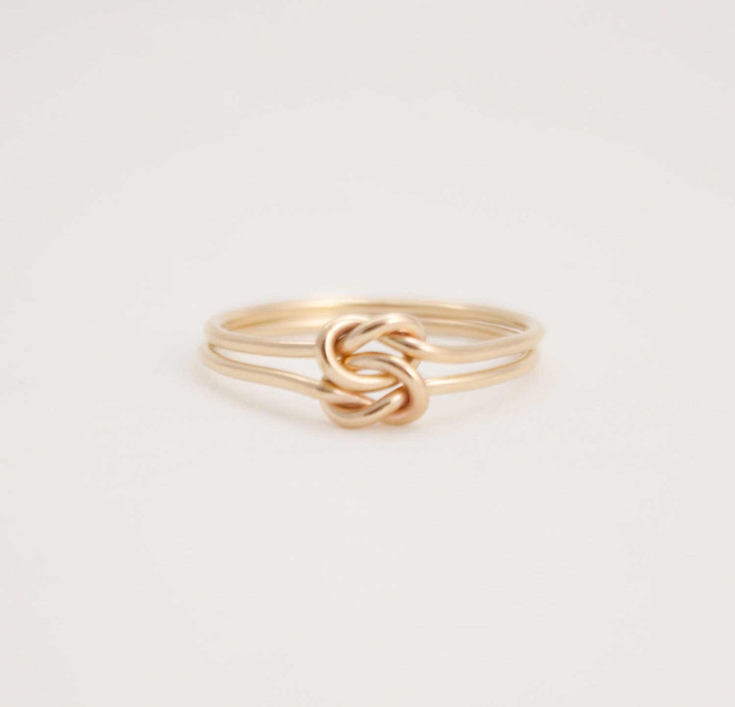 Solid 14K Gold Double knot ring. Infinity knot ring in 14 Karat gold. Yellow gold infinity ring. Promise ring, commitment, wedding, celtic