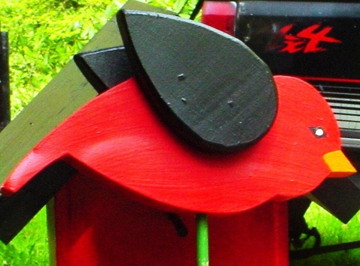 Wooden Bird on Garden Stake