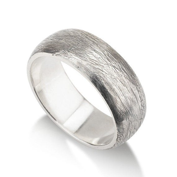 Wedding ring Convex and scratched Silver men's ring