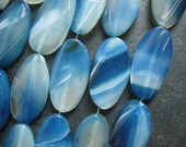 Blue Agate Big Long Flat Oval twisted 20x40mm Beads  --10pcs Full Strand