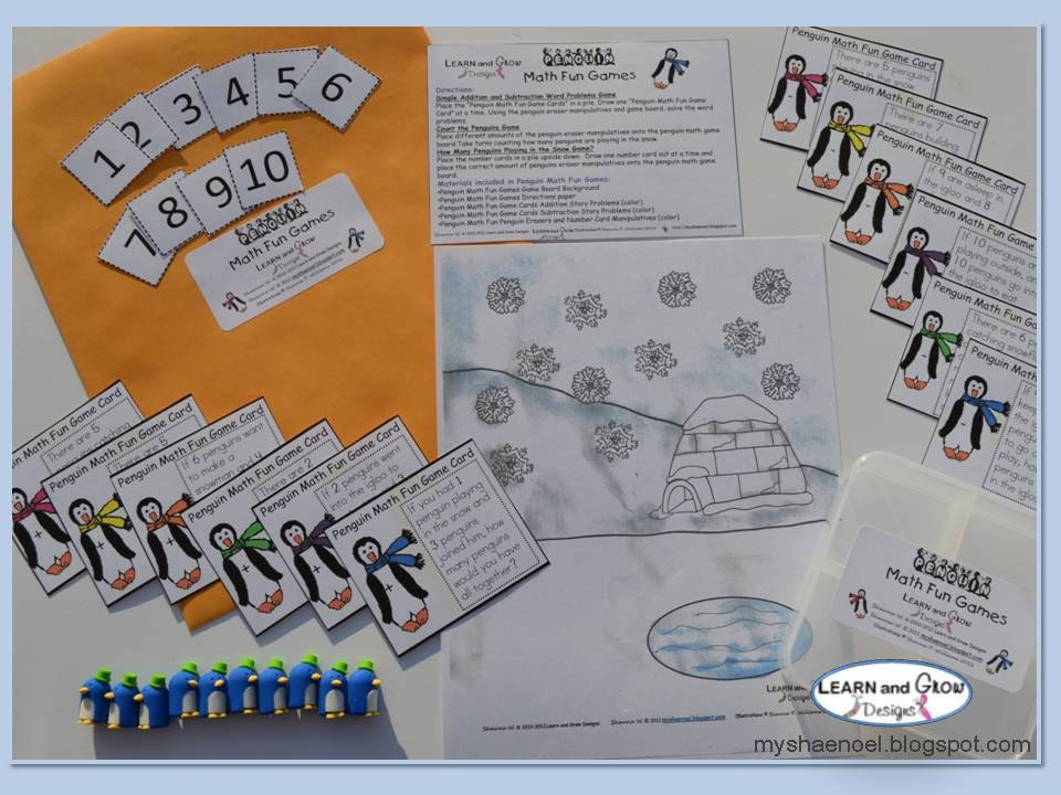 Penguin Math Fun Addition and Subtraction Games (Ready Made to Ship)
