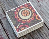 Coasters Mod Floral Set of 4, Ceramic, Cork, Handmade by Willow Handmade