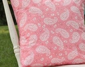 Throw Pillow Cover Pink Paisley White Girls Room 16 x 16 Handmade by Willow Handmade