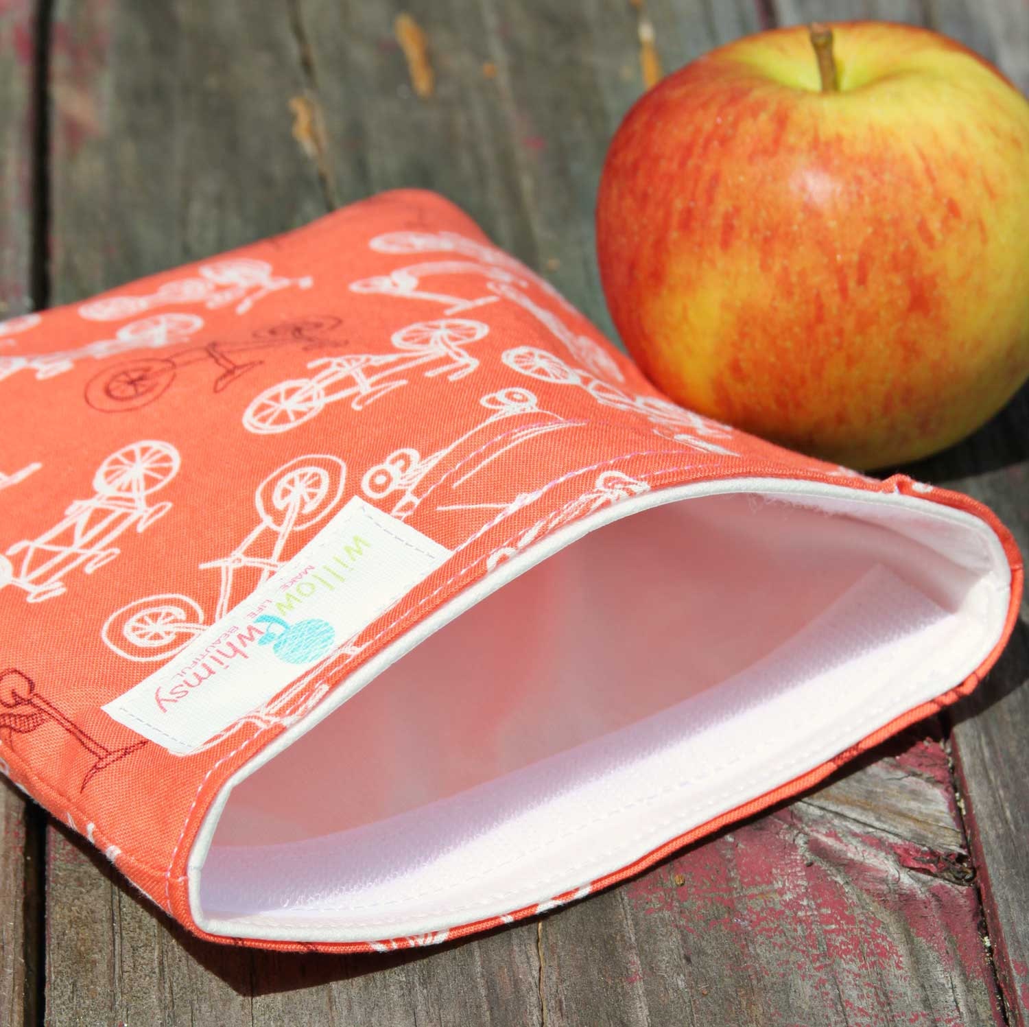 Reusable Sandwich Bag - Bicycles Handmade by Willow Handmade