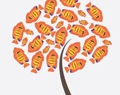 Orange Fish Tree - Art Print - The Epic Tree Collection