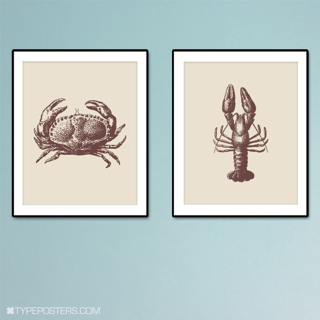 The Crab and The Lobster -  Art Print Duo - 8x10