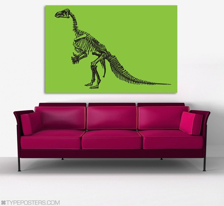 Iguanadon Dinosaur Skeleton Huge Art Print - Custom Colors