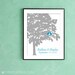 Personalized Wedding Tree Print - 11x14 Print Love Birds Anniversary - Custom Colors