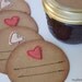Mason jar gift labels - hearts - 6pc - regular or wide-mouth