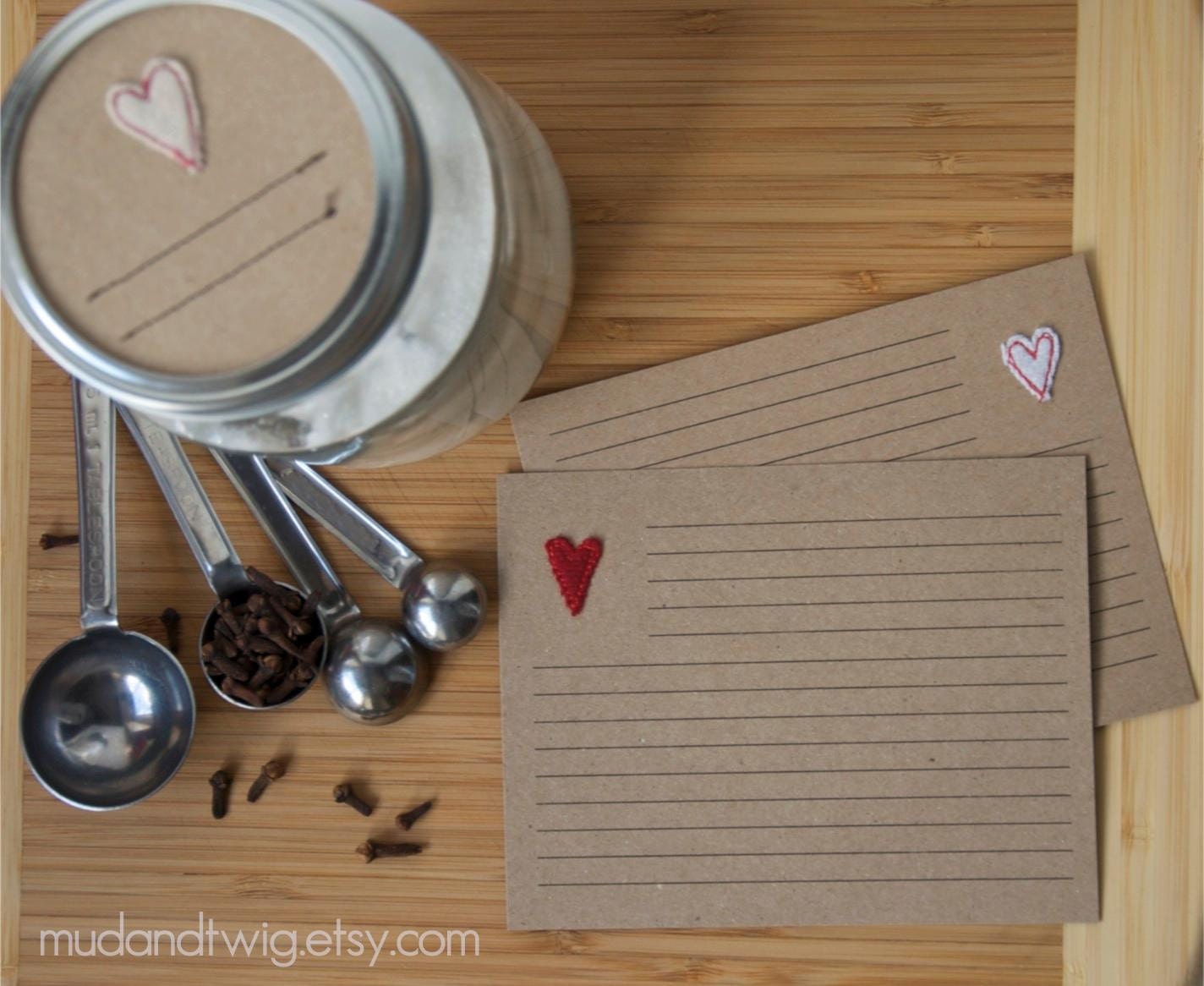 recipe cards or notecards - Valentine mix - scarlet & white - 10 card set