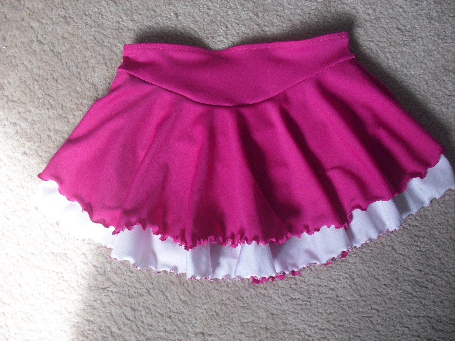 Figure skating Skirt - hot pink and white ruffled