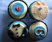 4 Wedding Theme Fondant Cupcake Toppers (EDIBLE) Il_170x135