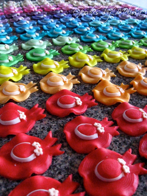 12 Fondant Hat Cupcake Toppers (EDIBLE)
