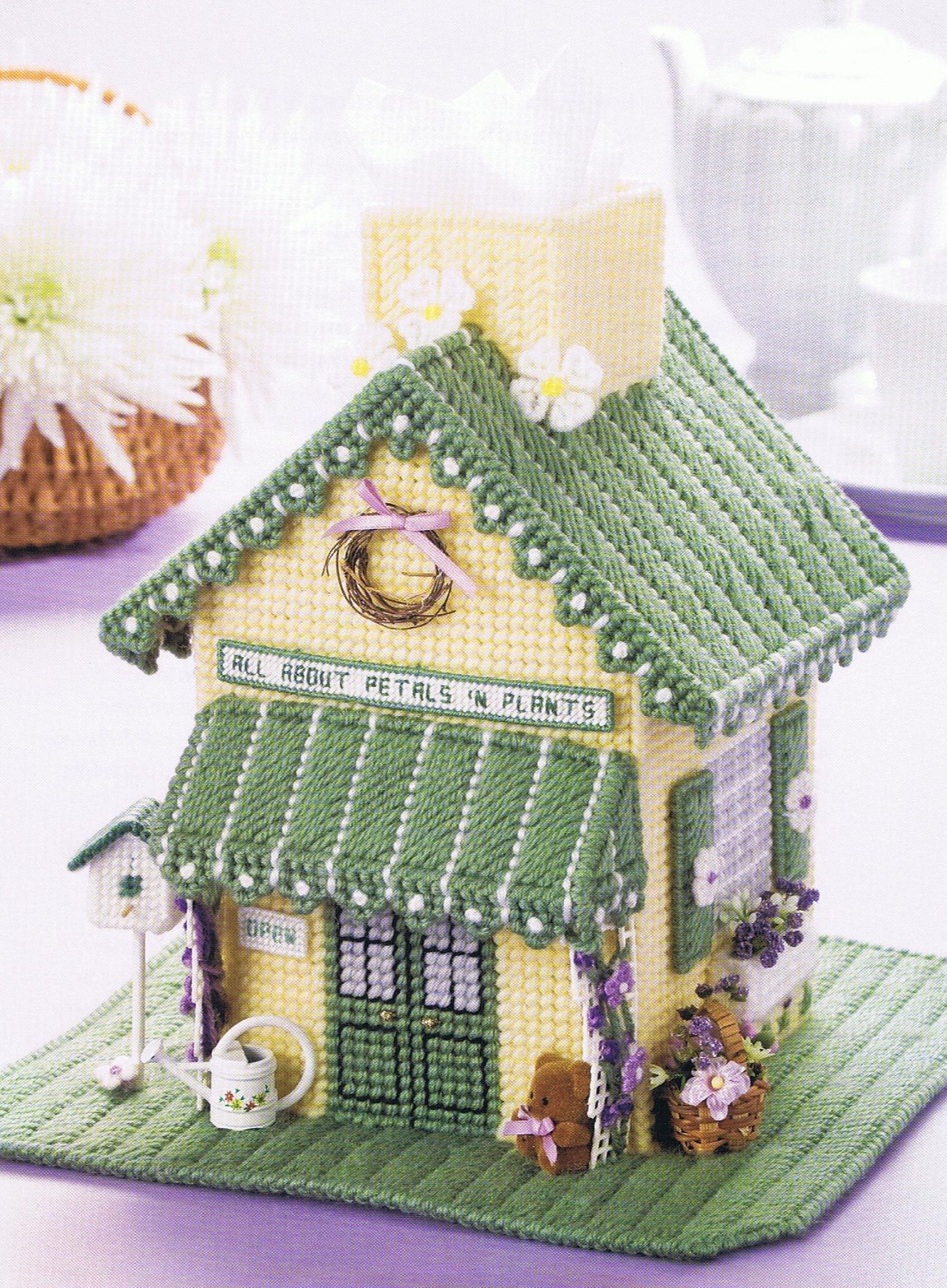 FLOWER SHOP Tissue Topper - Plastic Canvas Tissue Box Cover PATTERN