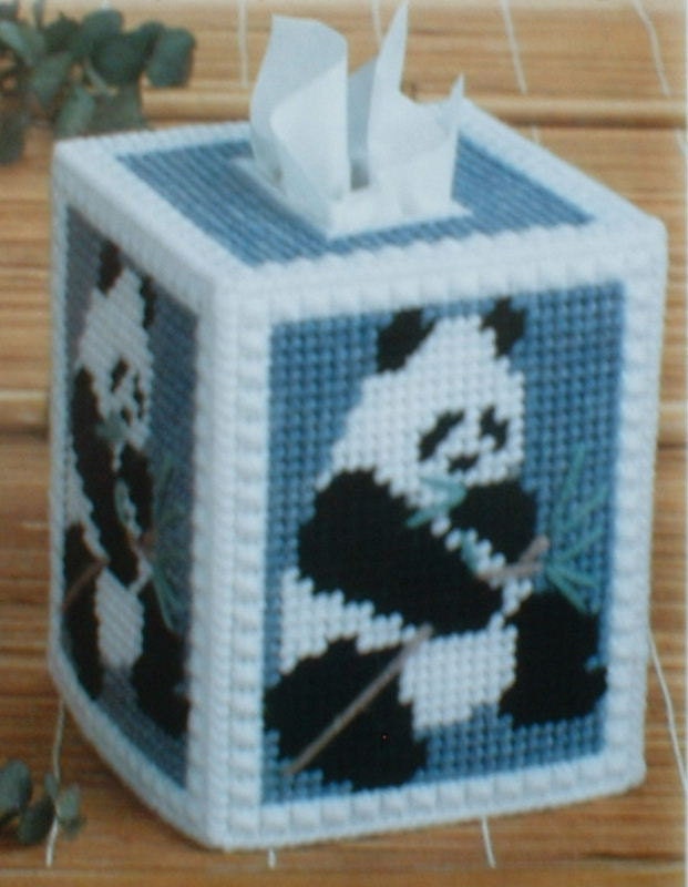 PANDA BEAR Tissue Box Cover Plastic Canvas PATTERN