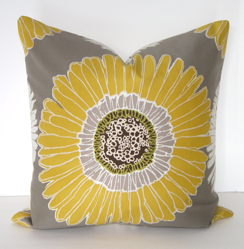 22x22 or 24x24 inch  Decorative Pillow Cover - Tan - Brown - Olive - Golden Yellow - Taupey  Grey Background