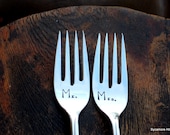 Mr. & Mrs. - CUSTOM Bridal Forks for Your Wedding Cake Cutting - Upcycled, Hand Stamped Vintage Silverware by Sycamore Hill