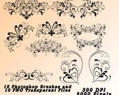 Flourish clip art Photoshop Brushes - Instant Downloads Vintage Wedding Digital Scrapbooking Flourish, Elements and Clip Art Il_170x135