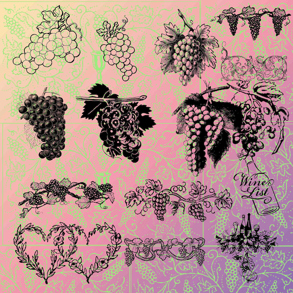 Photoshop Brushes Vintage Wine Themed Wedding Digital Scrapbooking Instant Download Flourish, Elements and Clip Art l508 Il_570xn