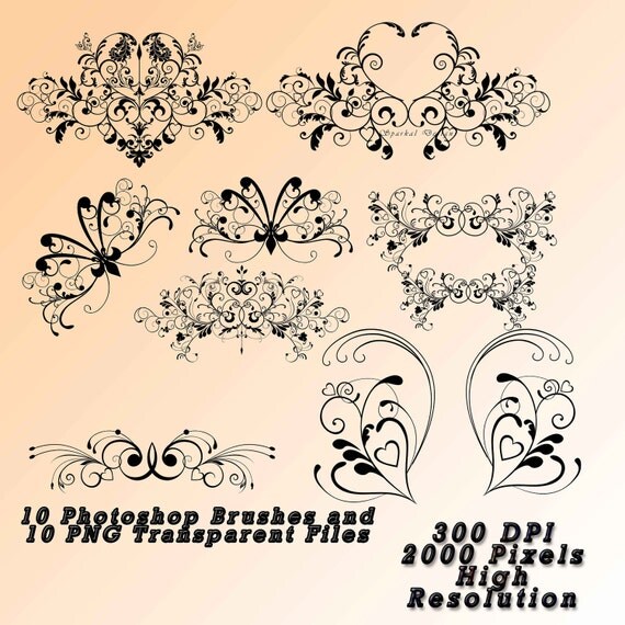 Flourish clip art Photoshop Brushes - Instant Downloads Vintage Wedding Digital Scrapbooking Flourish, Elements and Clip Art Il_570xn