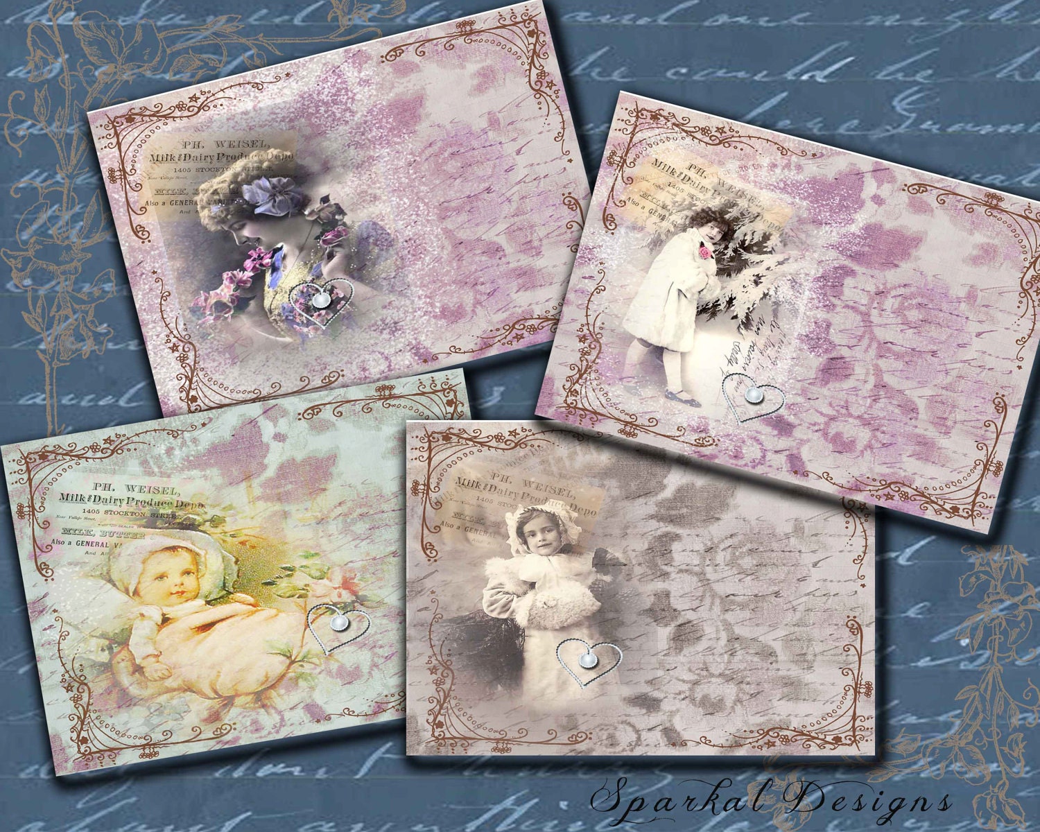 Digital Collage ATC Tags Vintage Victorian Ladies ACEO Printable for any Occasion Il_570xn