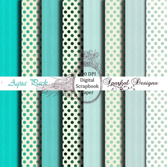 Polka Dot Paper Digital Paper Grunge Stripe Paper, digital background Polka Dot Invitation Paper Wedding paper Aqua Stripes Il_570xn