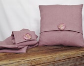Pillow Cover 12x12 Soft Purple Linen Cotton Blend,  Fabric Covered Button