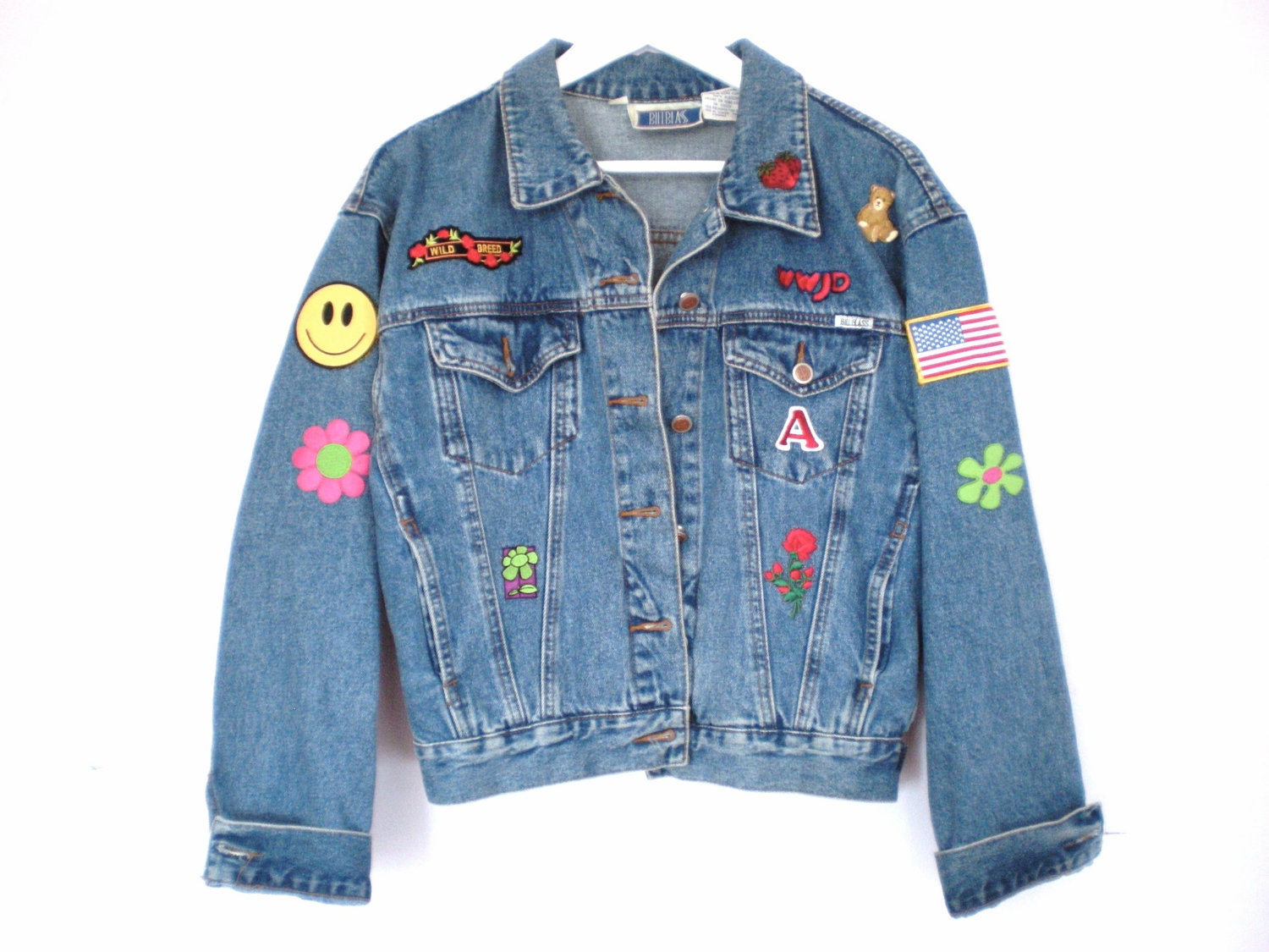 Amazing 90's grunge patchwork denim coat size - M