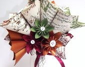 Handmade Bridal Book Bouquet- 9 inch, 16 flowers, Custom, Origami, wedding party, bridesmaid, one of a kind, made to order