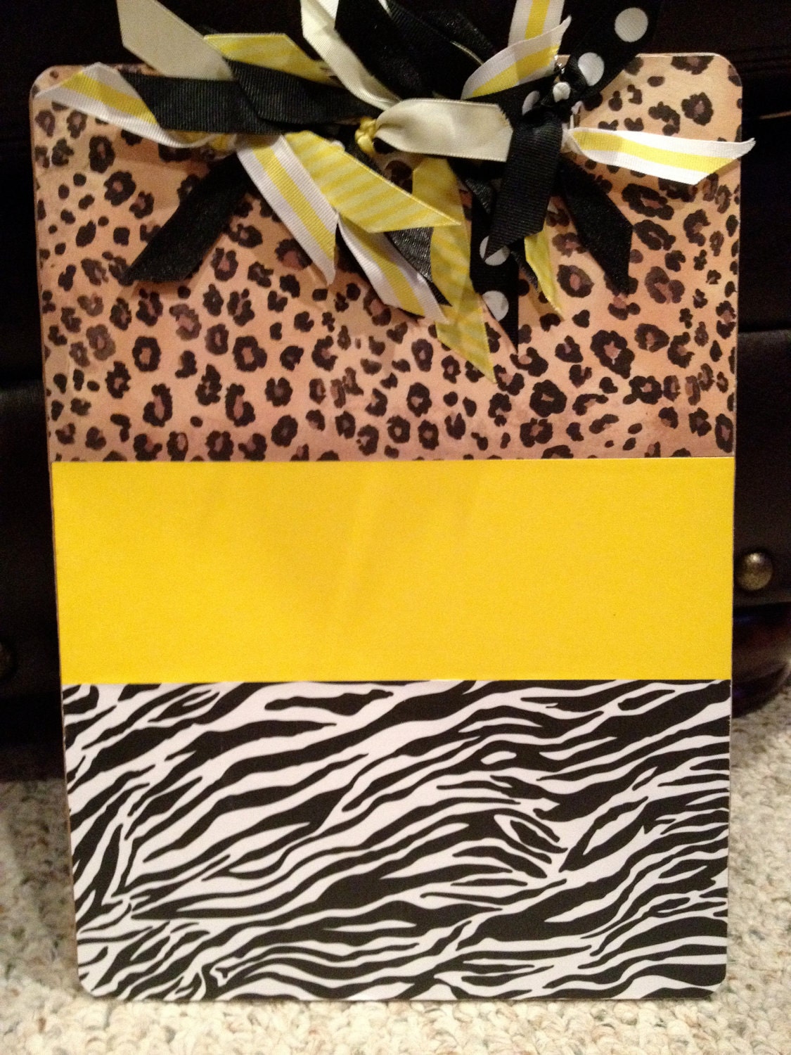 Zebra/Cheetah Yellow Clipboard