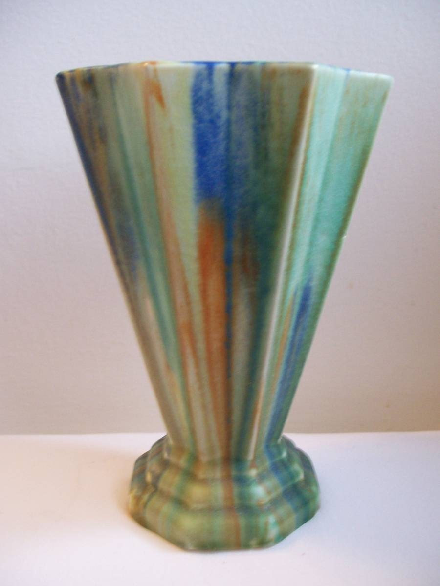 1920s art deco crystalline pottery vases pair
