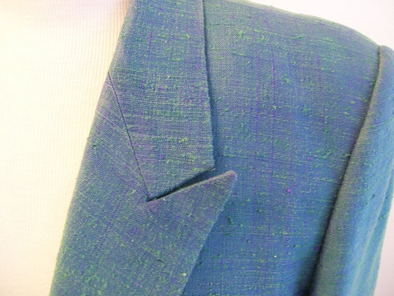 Buy custom sports apparel - mens turquoise silk custom sport coat 1980s S