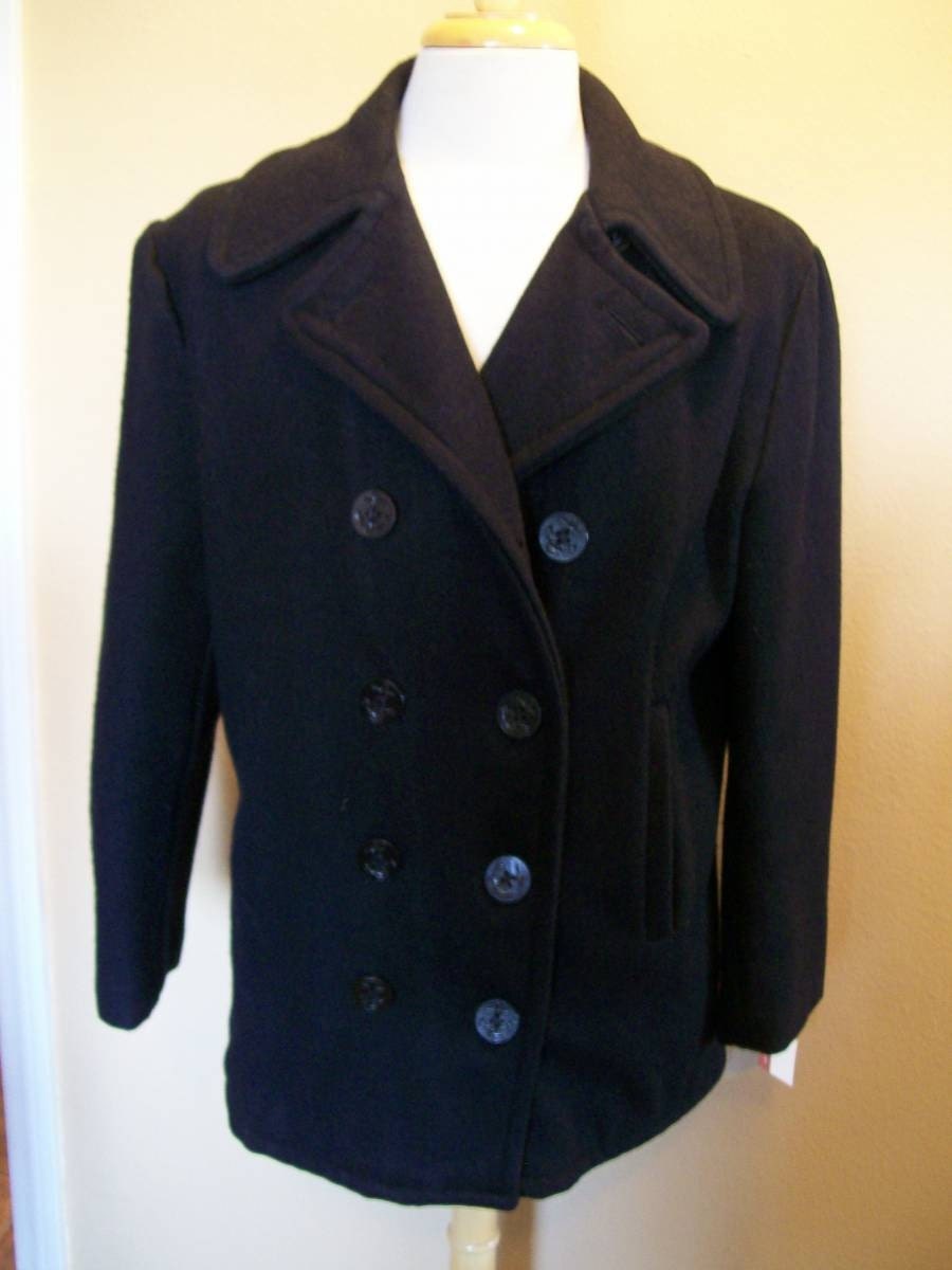 mens 1960s navy wool flannel pea coat 38 by marcjoseph on Etsy