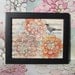 without Ped... recycled book art original painting on Antique1950s sheet music, zinnias and bird silhouette, by Cat Seyler designs