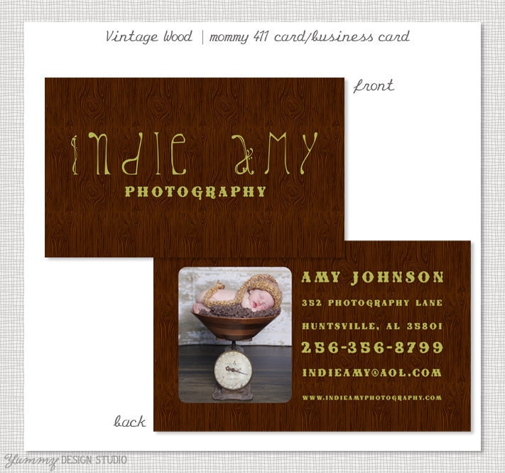Vintage Wood - Horizontal Business Card PSD Template Design