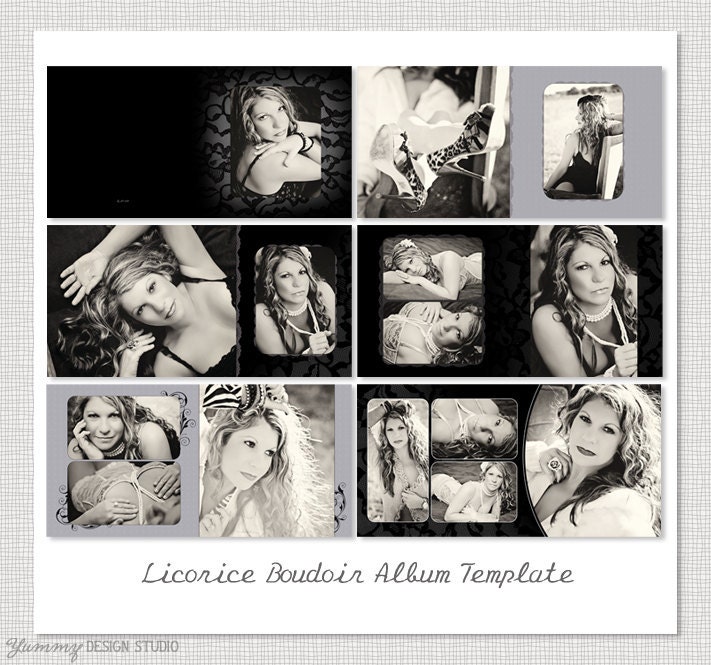 Licorice Boudoir Album - Set of 12 Spread Pages PSD Template Designs