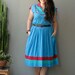 vintage 1970s colourblock sun dress collar S M L