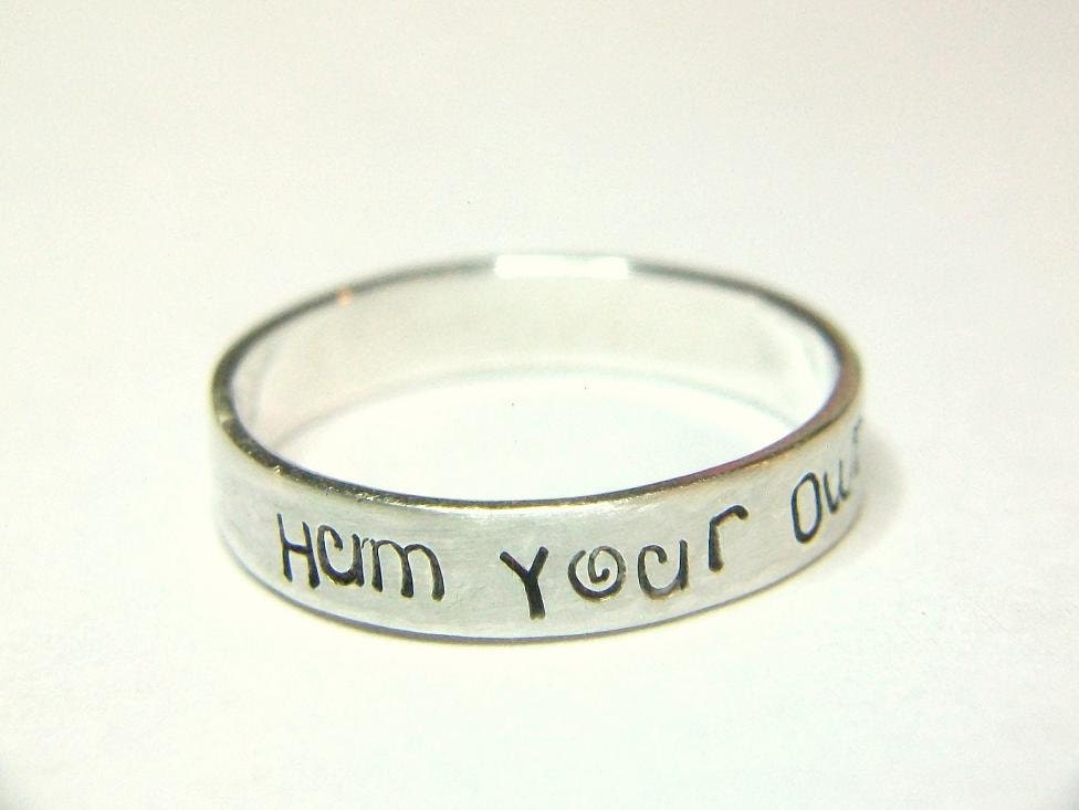 Silver Wide Band Ring Hum Your Own Theme Music Sterling Stack