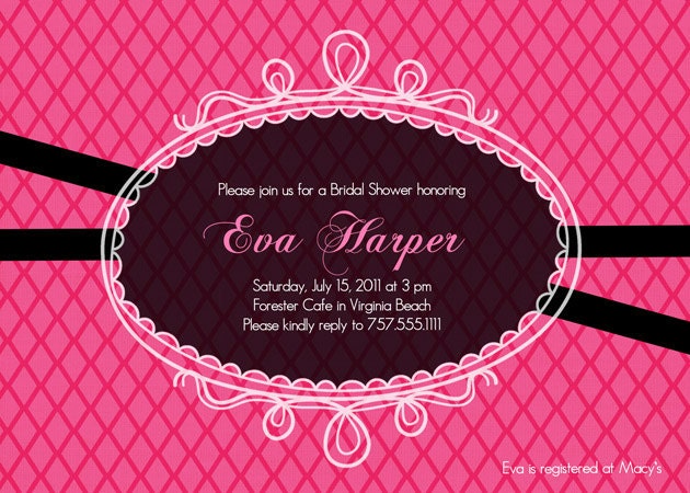 Pink Lace - Custom Bridal Shower Invitation Invite - DIY printable design, print service available