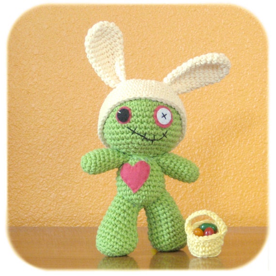 Easter Bunny zombie plush costume crochet cotton ready to ship