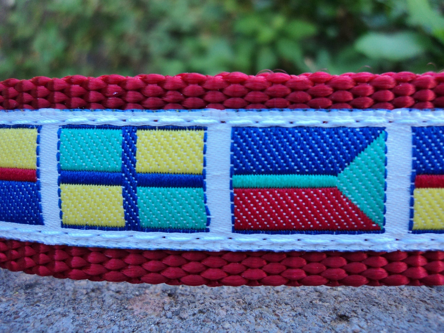 Nautical Flags Dog Collar Choose Webbing Color Matching Leash Available